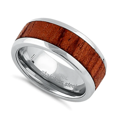 Anillo de plata y madera para hombre