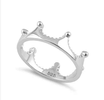 Anillo coronado de plata de ley