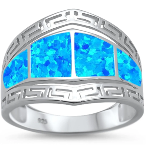Blue Opal Greek Ring