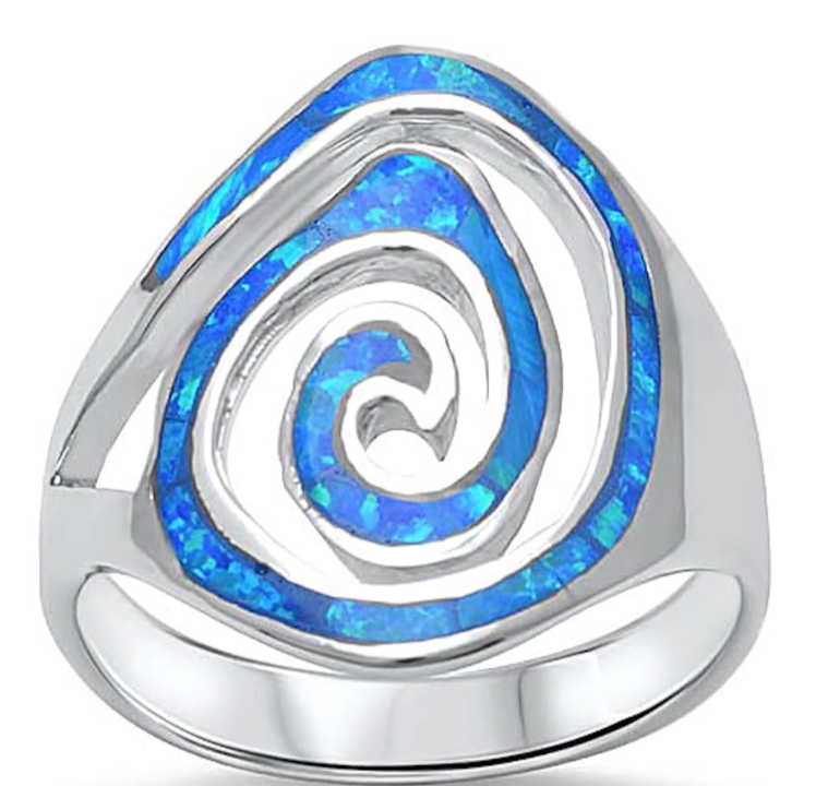 Blue Opal Spiral Ring
