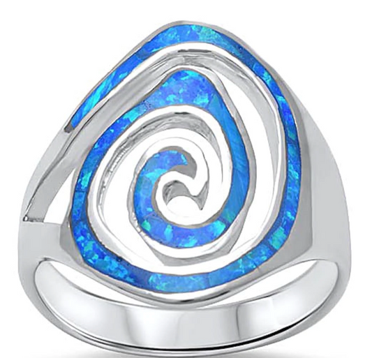 Blue Opal Spiral Ring