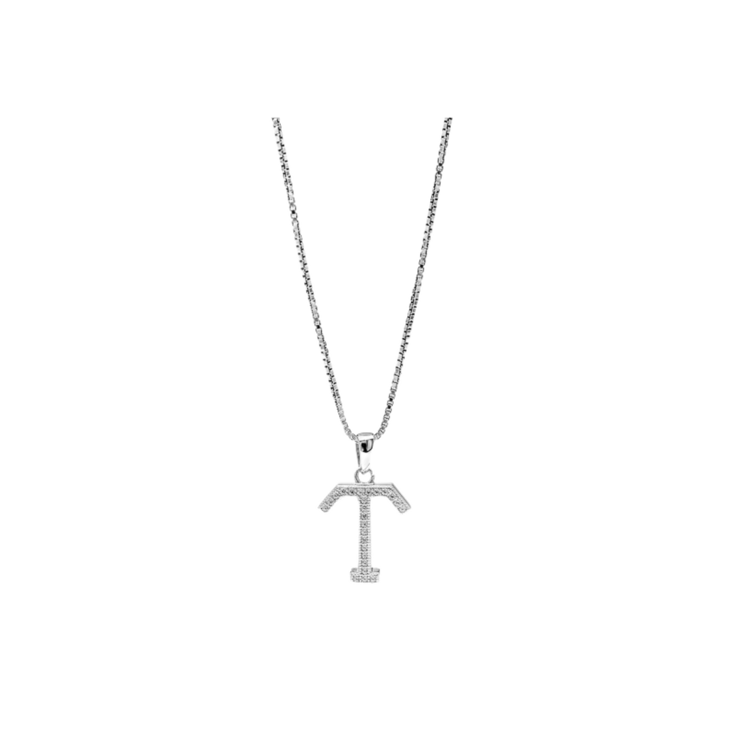 Sterling Silver Necklace w/ T initial