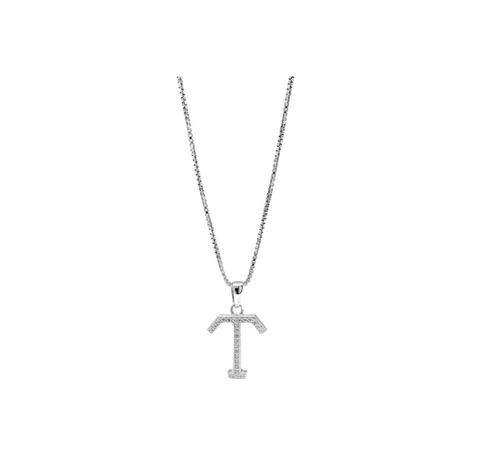 Sterling Silver Necklace w/ T initial