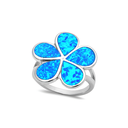 Blue Opal Flower Ring