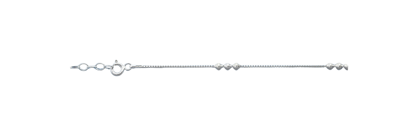 Silver 3 Bead Anklet