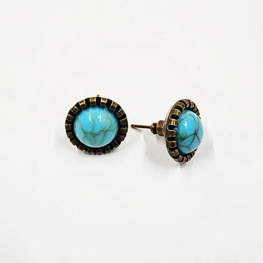 Small Circle Turqouise Earrings