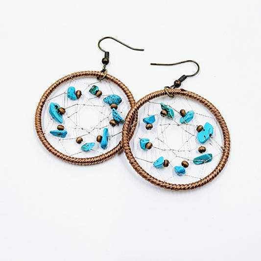 Turqouise Stone Hoop Earrings