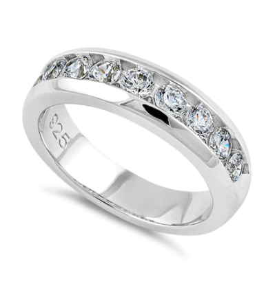 Sterling Silver CZ Men's Engagement Ring