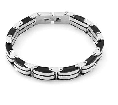 Pulsera negra de acero inoxidable para hombre