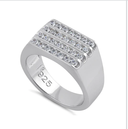 Anillo de plata de ley con circonita cúbica para hombre.