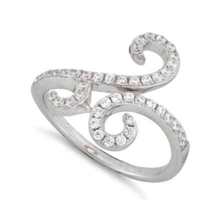 Sterling Silver Pave Swirl Ring