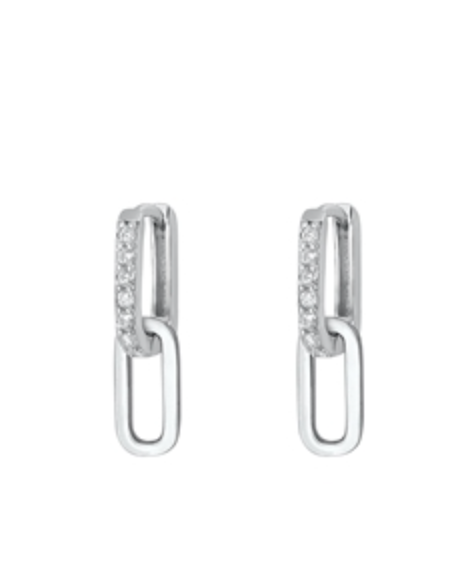 Silver CZ Rectangular Hoops